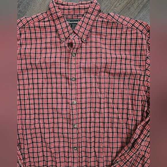 Vintage Abercrombie & Fitch Shirt Men’s XL Button Down Red Blue Tan Plaid Pocket - Picture 4 of 10